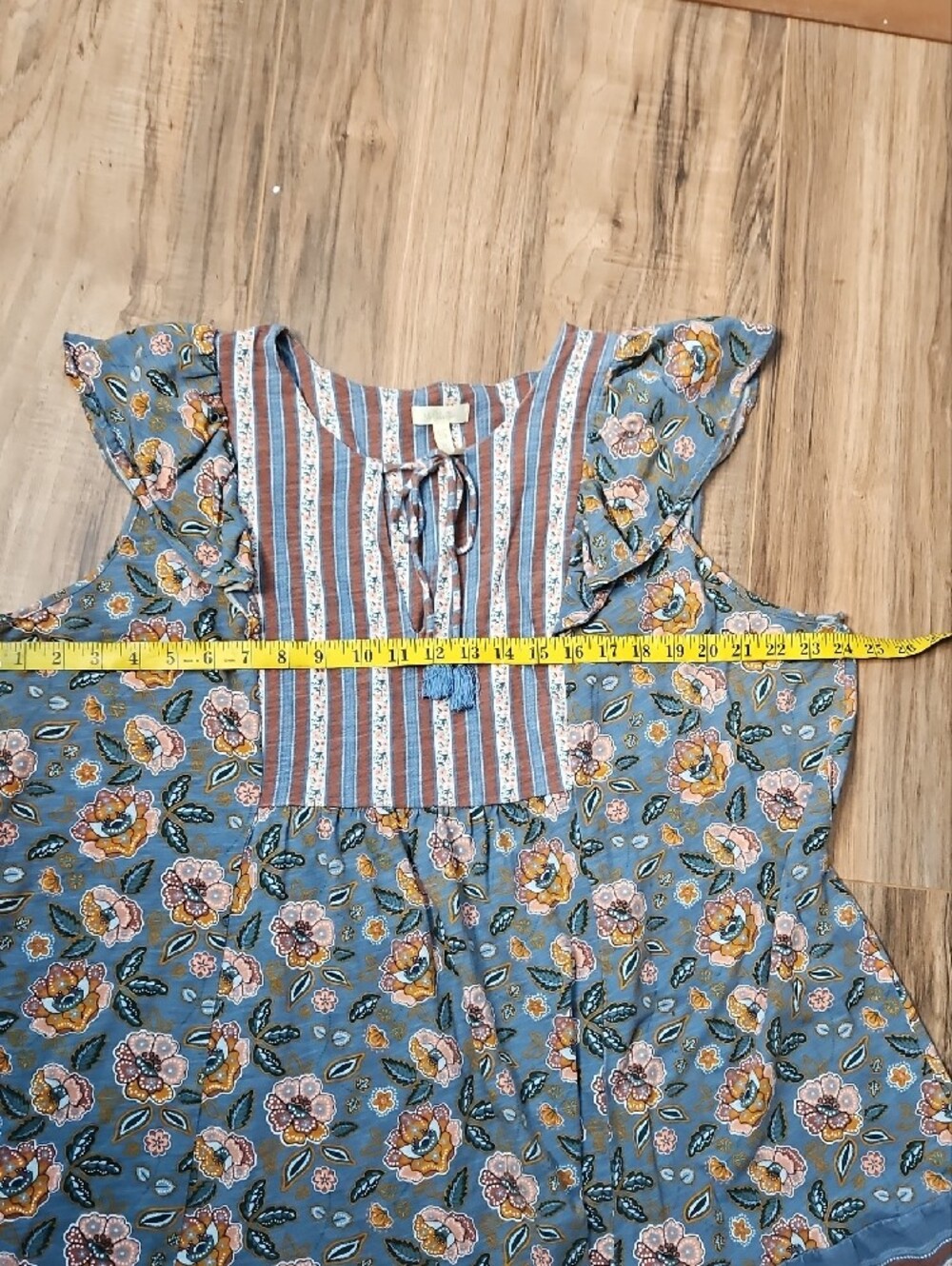 Matilda Jane Boho Floral Ruffle Sleeve Dress in Dusty Blue and Rust XXL - Picture 6 of 7